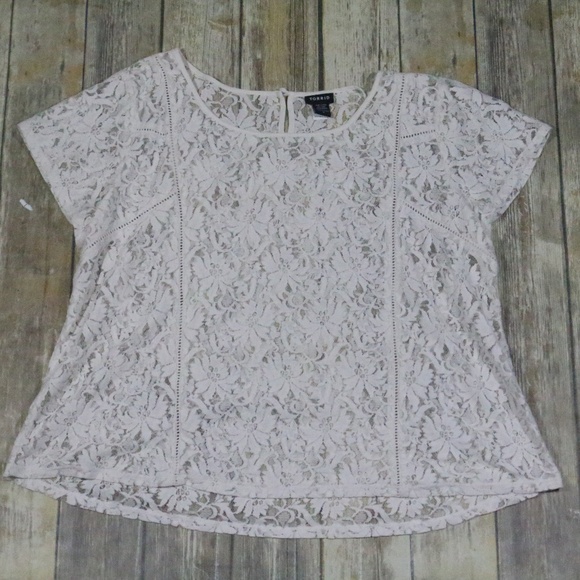 torrid Tops - Torrid Floral Lace Top S/S Career Semi Sheer